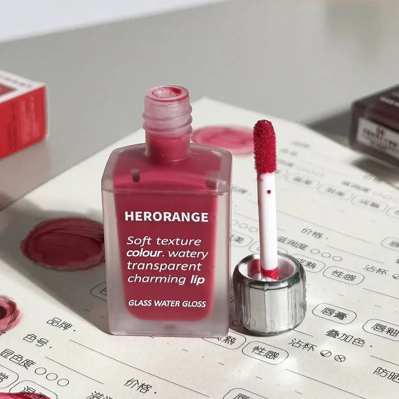 Cherries Fruit Juice Lip Gloss Glass Water Gloss Charming Lip Glaze Moisturizing Watery Lithesome Liquid Lipstick Lips Makeup
