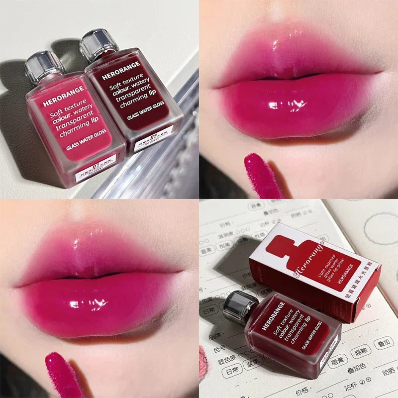 Cherries Fruit Juice Lip Gloss Glass Water Gloss Charming Lip Glaze Moisturizing Watery Lithesome Liquid Lipstick Lips Makeup